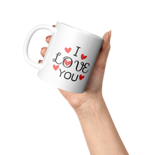 Load image into Gallery viewer, I_LOVE_YOU_RED_HEARTS_Lifestyle_Raised_Hand_LH_Mockup.png