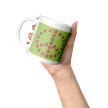 Load image into Gallery viewer, Red_Flower_Peace_Mug_Lifestyle_Raised_Hand_LH_Mockup.png