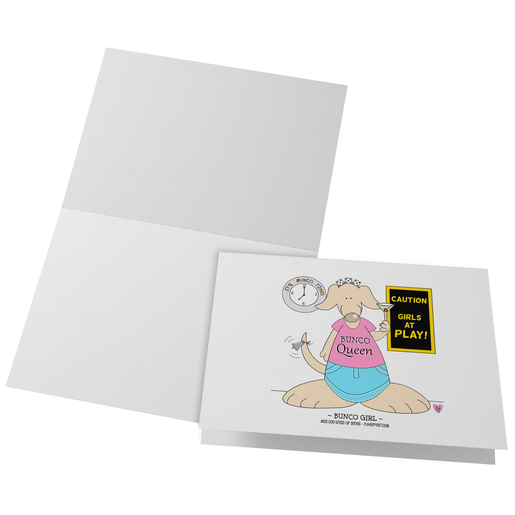 Bunco Girl Blank Folded Note Cards