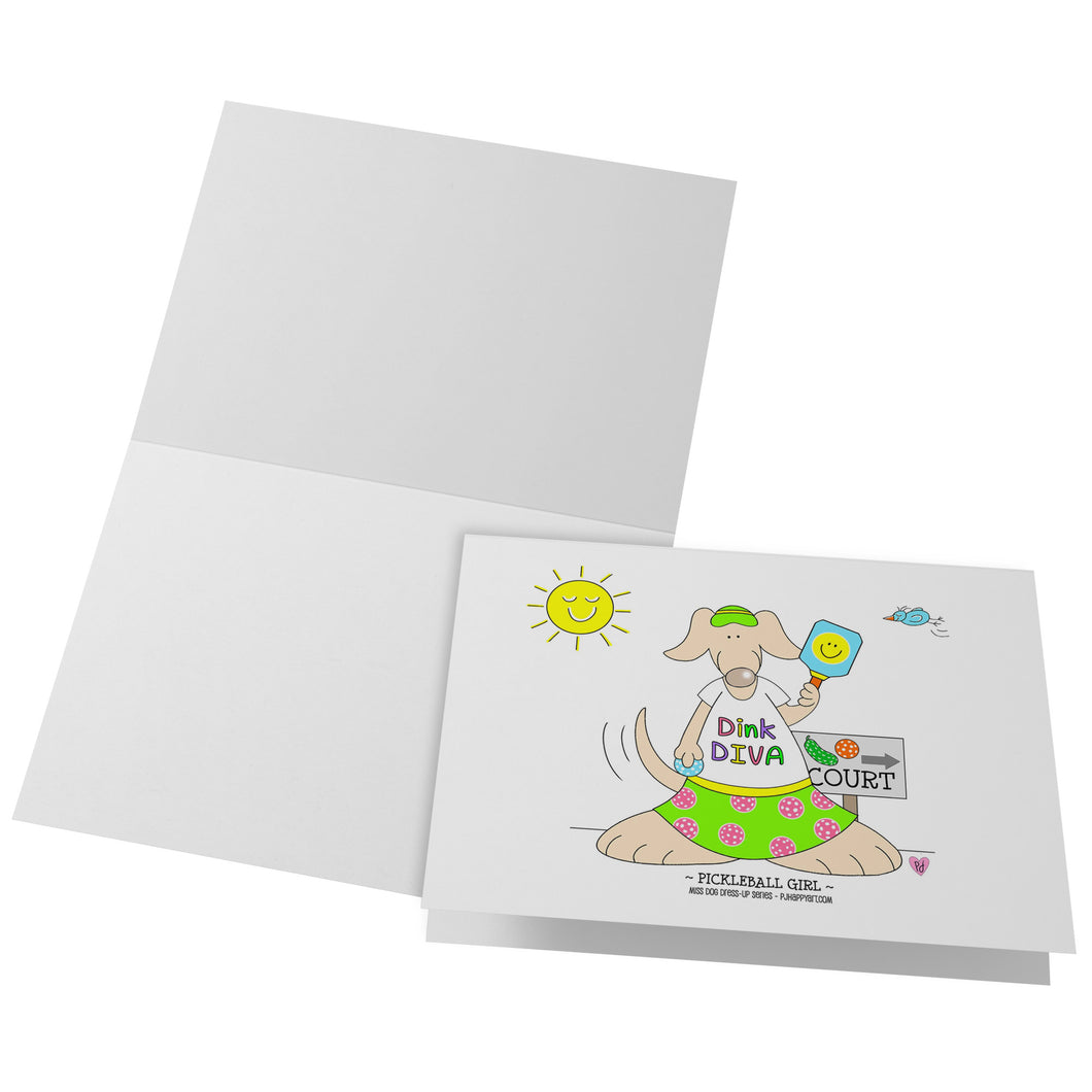 Pickleball Girl Blank Folded Note Cards