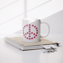 Load image into Gallery viewer, Red_Peace_Mug_Lifestyle_Notebook_Mockup.png
