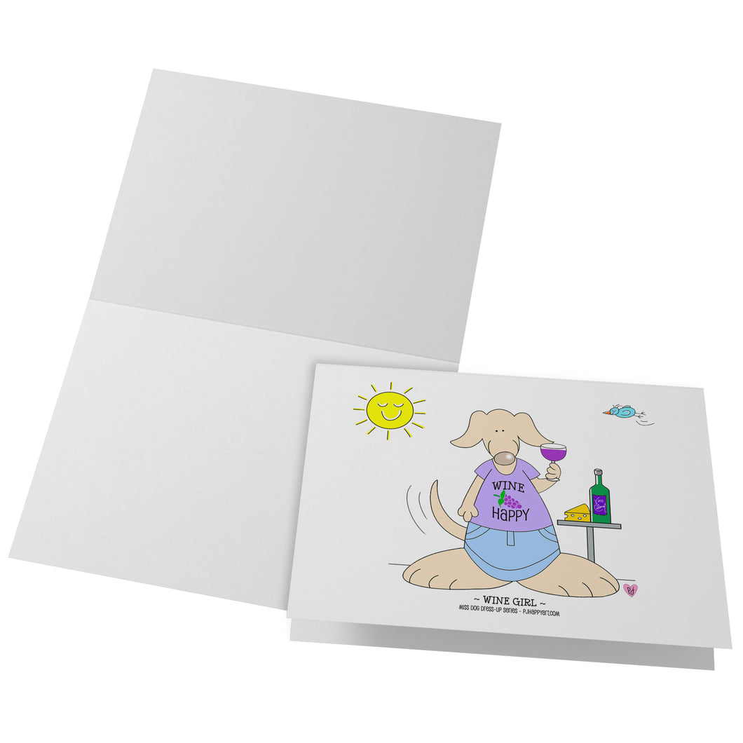 Wine GIrl Blank Folded Note Cards