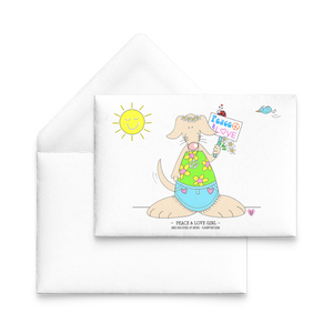 Peace and Love Girl Blank Flat Note Cards