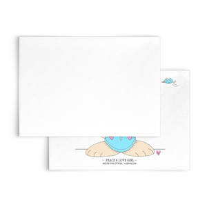 Peace and Love Girl Blank Flat Note Cards